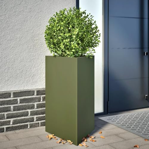 WSJHUHK Rasen & Garten, Gartenarbeit, Töpfe & Pflanzgefäße, Garten-Übertopf, olivgrün, dreieckig, 50 x 43 x 75 cm, Stahl