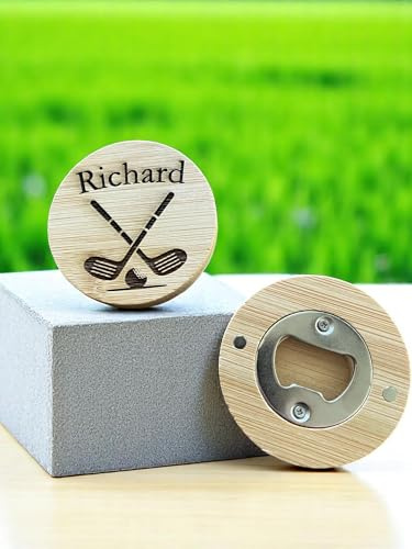 Golf Bottle Opener – Wooden Fridge Magnet, Personalised