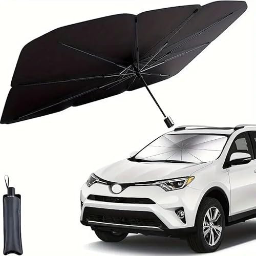Parasol Plegable para Parabrisas de Coche, Parasol Coche Delantero, Plegable y retráctil, protección UV, Adecuada para la mayoría de los Modelos de Coches Protector Solar Negro (S)
