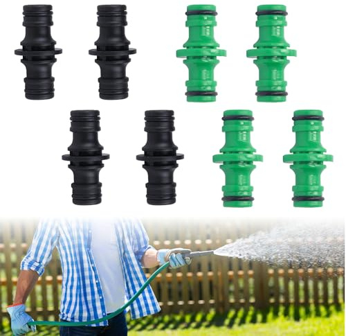 8 Stück Schlauch Kupplung 1/2 Zoll, Doppelstecker Gartenschlauch Verbindungen, Doppelkupplung Schlauchverbinder, Doppelte Stecker-Schlauchanschluss-Verlängerung für Garten und Haus Schlauch
