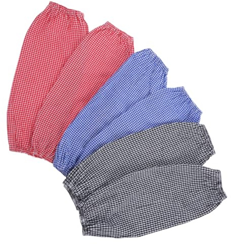 Cabilock 3 Pares Manguitos Protectores de Algodón, Mangas Protectoras de Antebrazo para Cocina, Pintura y Limpieza, Manguitos para No Mancharse - Negro, Azul y Rojo