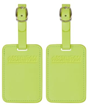 American Tourister Gepäckanhänger - Kofferanhänger für Koffer und Taschen, mit verstellbarem Riemen, inklusive Adresskarte, Set aus 2 Stück, Hellgrün (Light Lime)