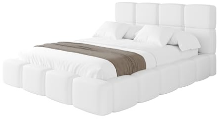 ALTDECOR Polsterbett mit Bettkasten und Lattenrost, Bett mit Kopfteil, Boxbett ohne Matratze, Doppelbett mit Stauraum - NATA 200x200 Weiß