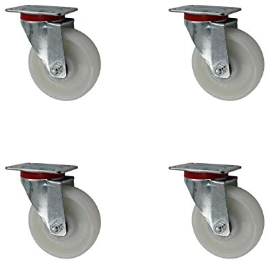 4 Stück 100 mm Schwerlastrollen Rollen Lenkrollen mit Platte Polyamid Kugellager