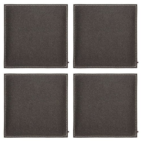 ebos Sitzkissen 4er-Set | 40x40cm, handgefertigt, 100% Wollfilz BZW. Kuhfell | Hochwertiges Stuhlkissen, Sitzpolster mit Füllung | Filz-Kissen, Stuhl-Auflage (hellgrau/dunkelgrau)
