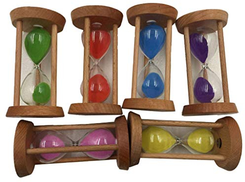LOVIVER 6-tlg Mini-Sanduhr – Holz-Sanduhr, Werkzeug für und Restaurant, 30s + 1 2 3 5, Runden