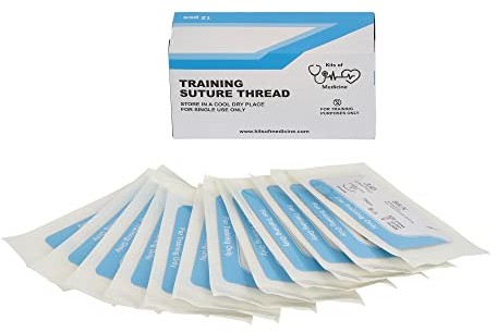 Seiden Wundnaht-Faden (12er Pack) | Der beste Faden für die Praxis | Für Medizinstudenten, Doktoren, Zahnmediziner und Tierärzte | Seiden 3/0 Faden | Zusatz für das Wundnaht-Kit.