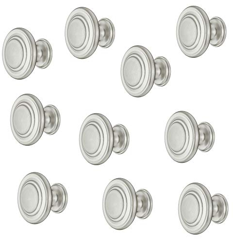 Gedotec Möbel-Griff Edelstahl matt - Metall Möbelknopf Vintage - HELLAS | Schrankknopf Küche für Schubladen & Schrank-Türen | Rund-Knopf Ø 34 mm | 10 Stück - Design Möbel-Knauf rund mit Schrauben