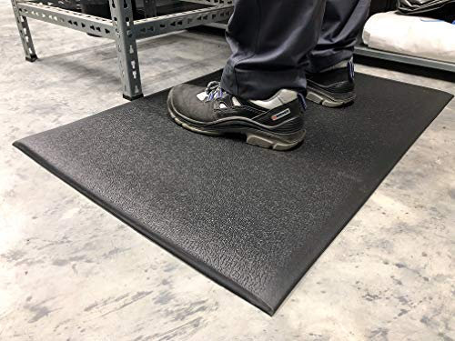 SOFT STEP | Anti-Ermüdungsmatte | PROFI Basic-Arbeitsplatzmatte | 100% Vinylschaum | Texturiert 10mm hoch | (120cm x 350cm, Schwarz)