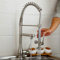 Huin Grifo de cocina de níquel cepillado abatible de latón macizo fregadero de lavabo giratorio gira grifo grifo mezclador montado en cubierta
