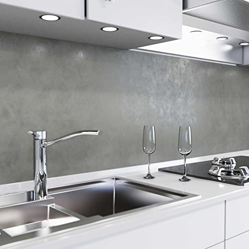 danario Rivestimento Paraschizzi Cucina Adesivo da Parete - Effetto 3D - Spesso e Rigido - Ignifugo e Resistente all'Acqua - 0,75 mm - Cemento Scuro - 60cm x 60cm