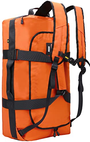 MIER Wasserabweisender Rucksack, strapazierfähig, wandelbar, mit Rucksackgurten für Fitnessstudio, Sport, Reisen, Orange/Abendrot im Zickzackmuster (Sunset Chevron), 90L, Robuster Seesack