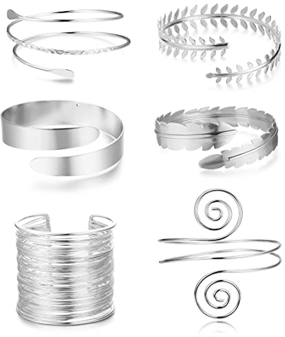 ORAZIO 6 Stück Oberarm Armbänder für Damen Silber Oberarmreif Set Griechische Göttin Schmuck Band Manschette Armband Armreif Griechische Arm Armband Modeschmuck