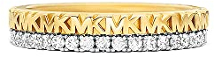 Michael Kors - 14 Karat vergoldeter zweifarbiger Monogramm-Bandring aus Sterlingsilber für Damen, MKC1581AN710;8