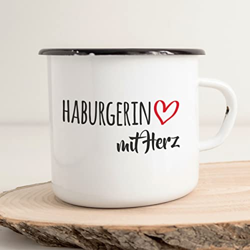 huuraa Emaille Tasse Hamburgerin mit Herz 300ml Vintage mit Motiv für die tollsten Menschen