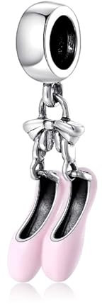 Charm Ballerina Tanzschuhe aus 925er Silber – Les Folies (Modell Pandora), Sterling-Silber, Zirkonia