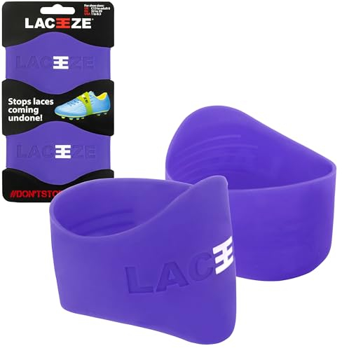 Laceeze Las bandas originales se adaptan a zapatos de talla 1-7 de EE. UU. mantienen los cordones atados durante el deporte, fútbol, rugby, hockey sobre césped, Violeta