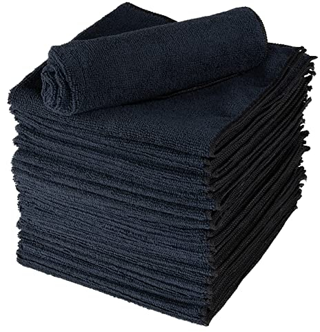 ABENA Black Microfibre Cloths | 40 x 40 cm | Pack of 20 | Multipurpose Cleaning Cloths | Glasses Cleaner Cloth | Dish Cloths | General Duster