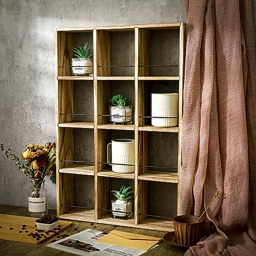 Kigley Übergroßes Regal für Kaffeetassen, Holz, rustikales Schnapsglas-Vitrine, Reisebecher-Regal, Wandmontage, Kaffeetassen-Regal, Schattenbox-Regal (61 x 50 cm)