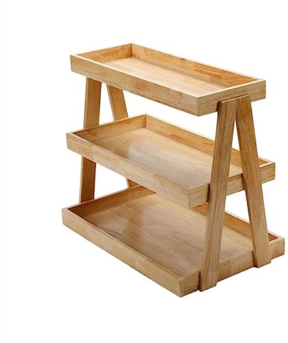 CLoxks Alzata per Torte Scaffale for Cupcake a Tre Strati di Grande capacità Scaffale for Dolci da Forno in Legno di Alta qualità Alzata per Dolci