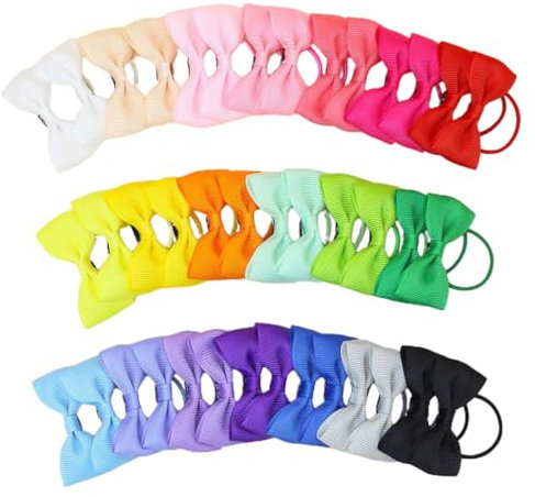 Set 40 Elastici Colorati con Fiocchi per Capelli Bambina, Accessori Perfetti per Coda di Cavallo, per Neonate, Bambine e Ragazze