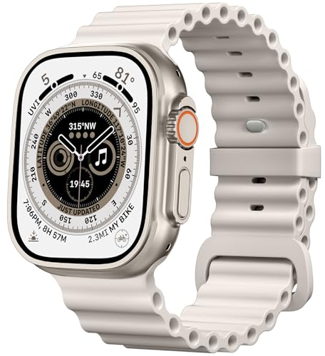 CeMiKa Armband für Silikon Ocean Kompatibel mit Apple Watch Armband 49mm 45mm 44mm 42mm, Loop Weiches Armband mit Schnalle Designed for iWatch Ultra 2/Ultra Series 9 8 7 6 5 4 3 2 1, Polarstern