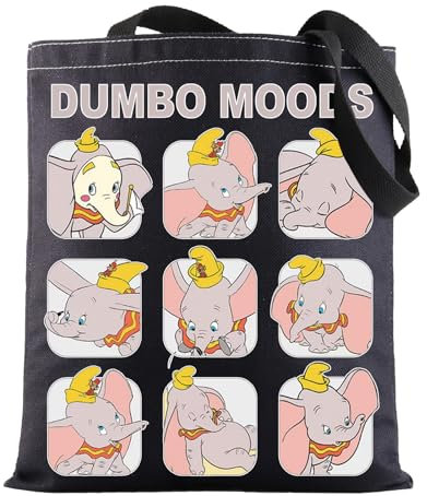 BWWKTOP Elefanten-Tragetasche, Cartoon-inspiriertes Geschenk, fliegender Elefant, Stimmung, Schultertasche für Filmfans, Elephant Moods Bl, 14.56 x 12.59 inches, Passform: