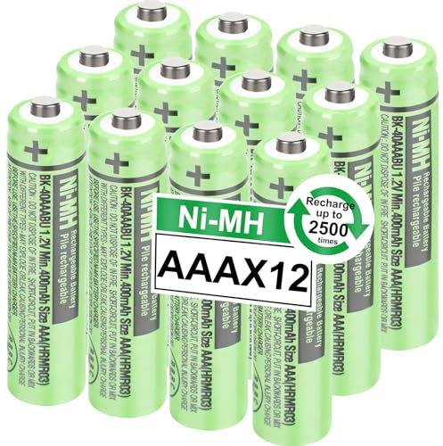 OSIM 12Pack BK-40AAABU Ni-MH AAA Rechargeable Batteries 400mah AAA Ni-MH Rechargeable Batteries 1.2V for Panasonic Cordless Phones, Remote Controls, Electronics