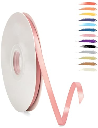 6mm Rose Poussiéreux Fin Ruban Satin pour Emballage Des Cadeaux,95 mètres Polyester Rubans pour Bouquets,Ballon,Couture,Nœuds,Gâteau,Satin Ruban Roll pour Décoration de Mariage/Anniversaire/Noël/Fête