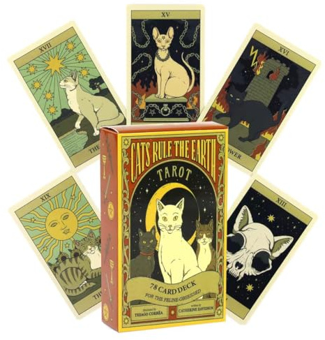 VYIBPDY Tarot Karten,tarotkarten mit Buch für anfänger – Cats Rule The Earth(10,6 * 6,2cm)