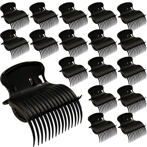 SHEHARUHI 18 Stück Hot Roller Clips Lockenwickler Klaue Clips Ersatz Haar Abschnitt Styling für Frauen Mädchen (schwarz)
