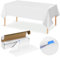 YIDAKO Rouleau de nappe blanche jetable rectangulaire en plastique avec cutter coulissant pour anniversaire, mariage, fête prénatale, décorations de fête