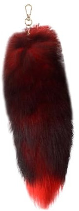 Fuchsschwanz Anhänger etwa 40 cm Fell Schwanz Keychain Extra Groß Schlüsselring Tasche Zusätze Auto Schlüsselketten Anhänger Weich Flaumig Dicht Dekoration Ursprüngliche Natürliche Farben, D