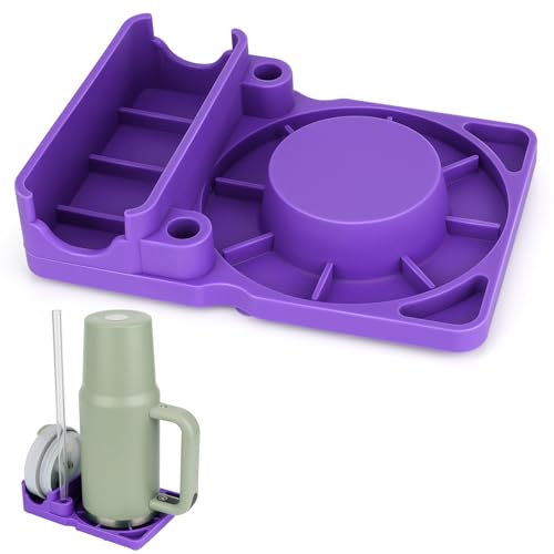 Scolapiatti per Stanley Cup 30/40 oz, tappetino scolapiatti per posizionare Stanley Cup, cannuccia e coperchio, supporto in silicone per tumblers da 30/40 oz, accessorio per Stanley Cup (Lila) senza