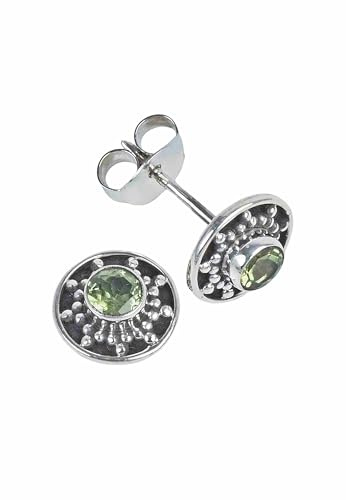 Ohrstecker 925 Silber Peridot leuchtend grüner Stein Edelstein Ohrringe echt Silber Damen Sterling Silber Stecker Geschenk (MOS-107-59)