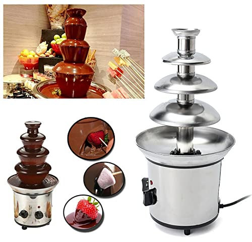 ERYUE Fontaine à chocolat, machine à fondre électrique à 4 niveaux, ensemble de caquelon à fondue, pour bonbons au chocolat, ranch, fromage nacho, 220 V
