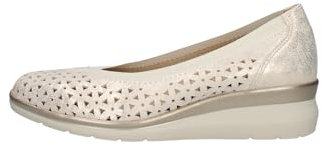 PITILLOS - Bailarinas con cuña de 5cm,de Piel,caladas,Rejilla,Suela de Goma,mocasín,Mercedita,Calado,Rejilla para: Mujer Color: Oro Talla:36