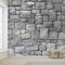 Papier Peint Panoramique Mur de Briques Grises 150x105 cm 3D Papier Peint Intissé Briques de Pierre Photo Trompe l'oeil Poster Grand Mural Salon Chambre Enfant Chambre Décoration Murale a.4633