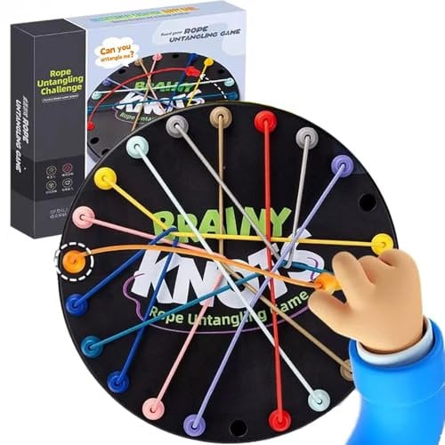 PKKP Brainy Knots Rope Untangling Tisch Strategie Brettspiel, Logik Spiele Knot Logic Spiel, Twisted Games Buntes Gedrehtes Seil Puzzlespiel, Familienspiele 2 bis 4 Spieler