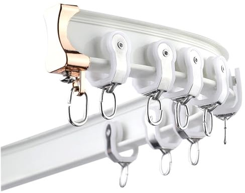 JTSMJQIE Gardinenschienen Biegbar Für Gerade Und Erkerfenster Aluminium-Gardinenschienen Decke Oder Wand Gebogene Gardinenstange 120/170/250/350/470/500cm