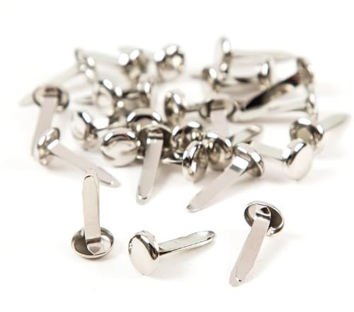 TENGEE 100 Stück Rundkopfklammern,Musterklammern Klein,Musterbeutelklammern Silber,Musterklammern Silber,Mini Brads,Brads,Material Eisen,Geeignet für DIY Scrapbooking Basteln,DIY Handwerk