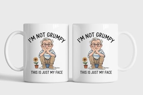 Funny Novelty Mug Grumpy Old Man Themed Hilarious Quote Various Designs Boxed Ready for Gifting Graduation Birthday Christmas Father's Day Secret Santa (I'm not Grumpy, This is just My face)