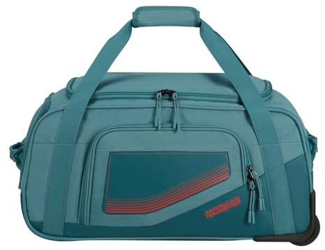 American Tourister City Racer - Reisetasche mit Rollen 55 cm, 50 L - Handgepäck mit viel Stauraum und Schuhfach - Wasserabweisend, Smart Sleeve, Robust - Blau (Petrol)