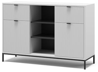 Vicco Kommode Eliza, Weiß, 120 x 81.2 cm | mit 2 Schubladen und 2 Türen, kombinierbar mit weiteren Möbeln der Eliza Serie