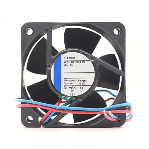 Ventilador axial 614NHHR ebm-papst DC, 614 NHHR CC, 24 V, 125 mA, 3 W, certificado CE, ZP, ventilador de refrigeración industrial para potencia de accionamiento, convertidor de frecuencia