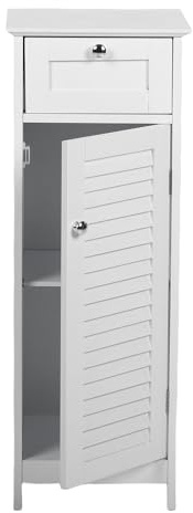 HUSHUI Armoire de rangement autoportante étroite avec tiroir et porte à volet roulant pour salon, chambre à coucher, entrée, 32 x 30 x 86 cm, blanc