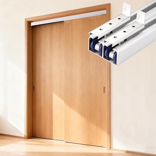 Binario per porta scorrevole Kit Di Binari Per Porte Scorrevoli Per Impieghi Gravosi, Binari Per Doppie/pieghevoli/patio/porte - Set Di Per Montaggio A Soffitto E Parete(1280cm/42ft)