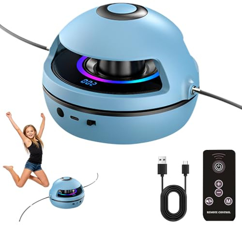 Elektronische Springseil Maschine, Afenau Springseilmaschine Kinder mit Zähler, Bluetooth Fernbedienung, Leuchtend Musik, 1-10 Geschwindigkeitsstufe Seilspringmaschine für Jugendliche und Erwachsene