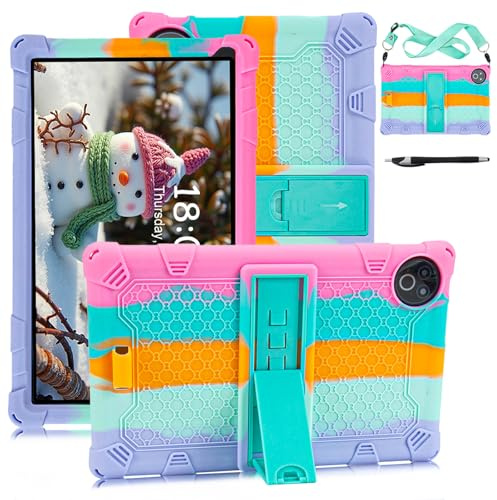 ATOOZ for MUISOO 10.1 Inch/MUISOO 10.4 inch Tablet Case 2025 2026,Pink | Soft Silicone,Kids Case for Evermyth 10 Inch Tablet KB10047/KB1001/KB1004, with Stand & Stylus Pen & Strap