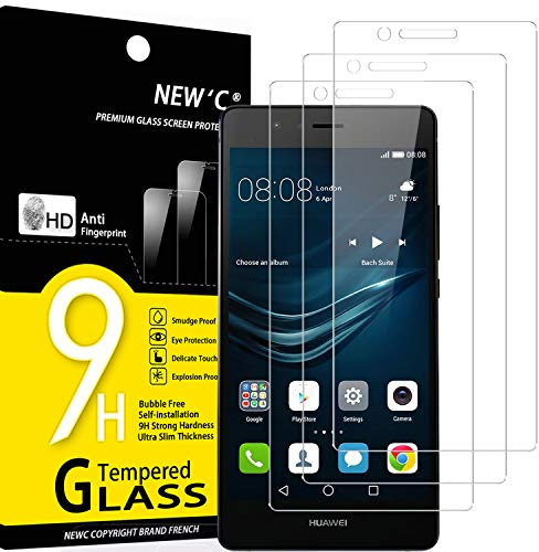 NEW'C 3 Pezzi, Vetro Temperato per Huawei P9 Lite, Pellicola Prottetiva Anti Graffio, Anti-Impronte, Senza Bolle, Durezza 9H, 0,33mm Ultra Trasparente, Ultra Resistente
